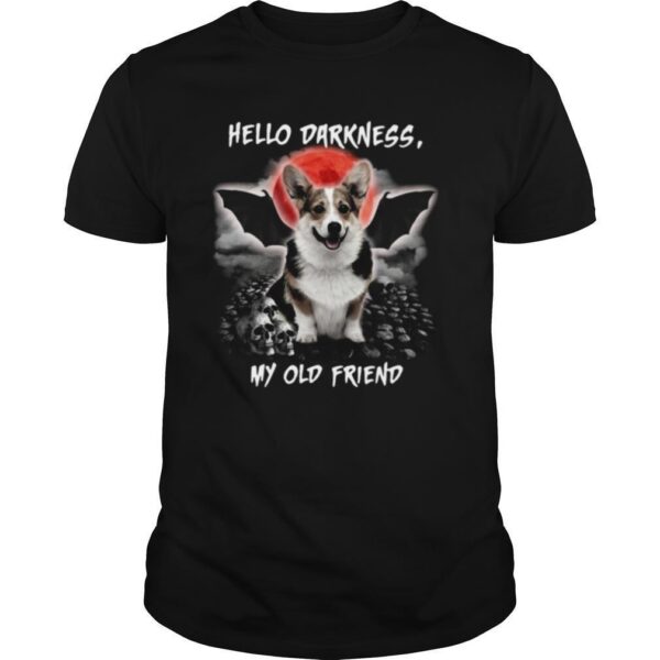 TshirtStation Corgi Hello Darkness My Old Friend Halloween Shirt