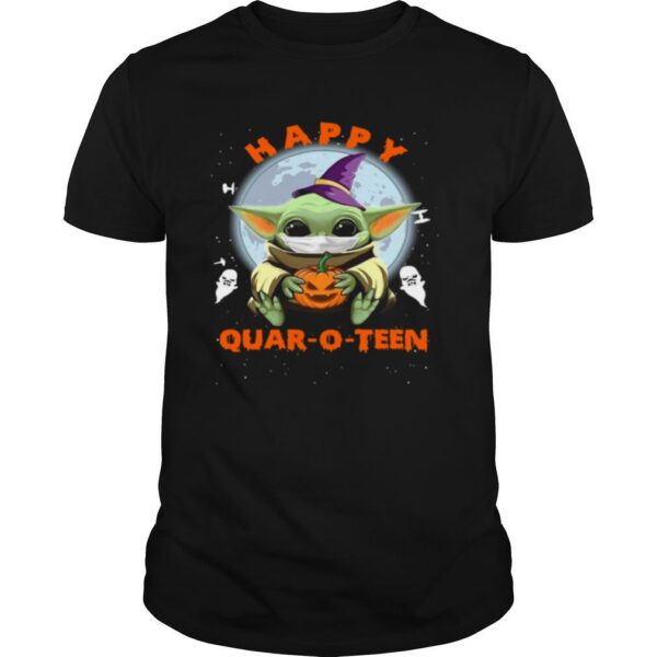 TshirtStation Baby Yoda Face Mask Hug Pumpkin Happy Quaroteen Halloween Shirt