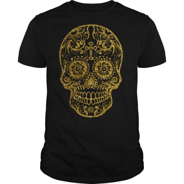 TshirtStation Golden Sugar Skull Dia De Los Muertos Shirt