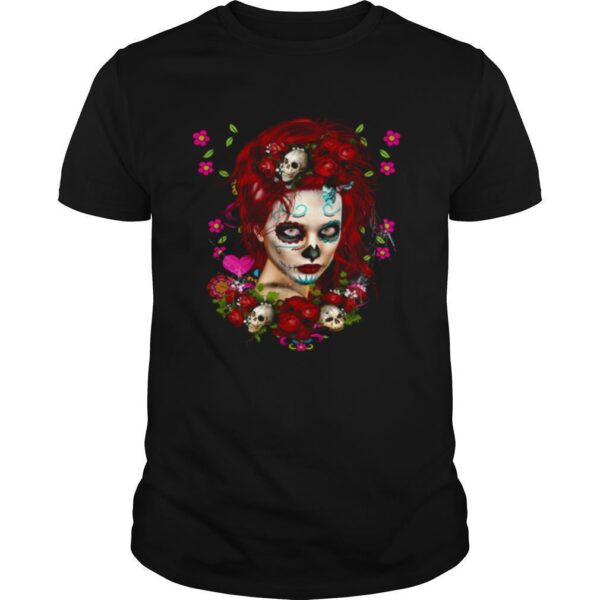 TshirtStation Sugar Doll Red Dia De Muertos Shirt