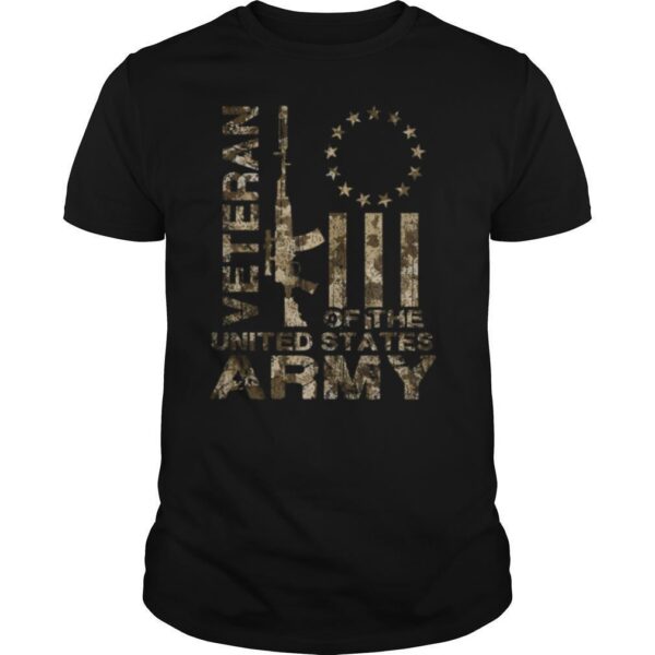 TshirtStation Distressed Betsy Ross Flag Us Army Veteran Camo Shirt