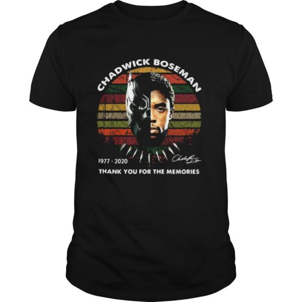 TshirtStation Black Panther Rip Chadwick Boseman Thank You For The Memories Signature Vintage Retro Shirt