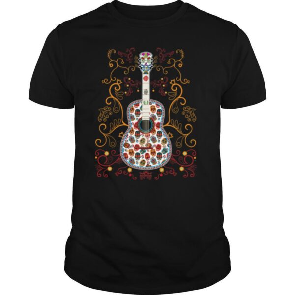 TshirtStation Sugar Skull Colorful Guitar Day Of The Dead Shirt