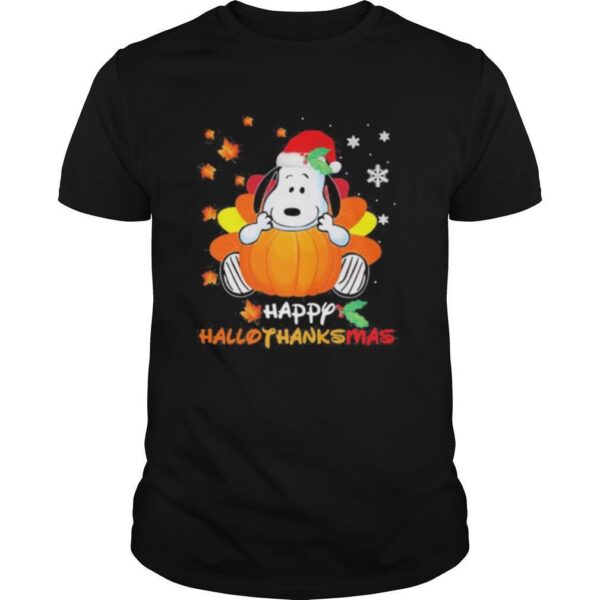 TshirtStation Snoopy Happy Hallothanksmas Halloween Thanksgiving Christmas Shirt