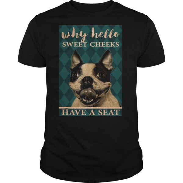 TshirtStation Bulldog Why Hello Sweet Cheeks Have A Seat Shirt