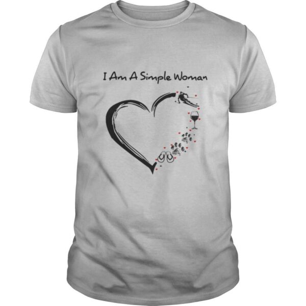 TshirtStation I Am A Simple Woman Heart Snowboard Wine Paw Dog Camping Shirt