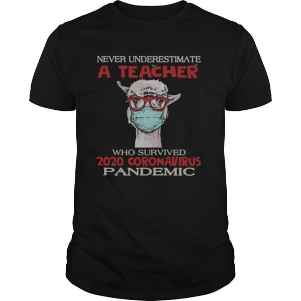 TshirtStation Coronavirus Llama Teacher Never Underestimate A Teacher Who Survived Coronavirus Pandemic Shirt