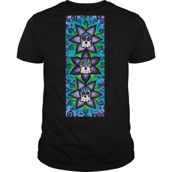 TshirtStation Skulls Purple Flowers Day Dead Shirt