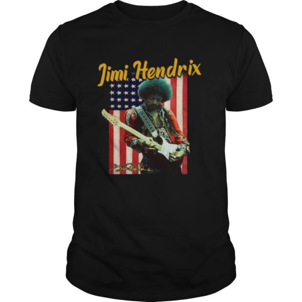 TshirtStation Jimi Hendrix American Flag Signature Shirt