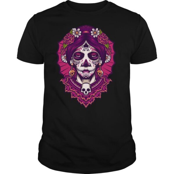 TshirtStation Los Muertos Day Dead Sugar Skull Women Shirt