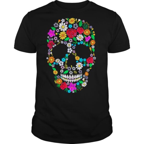 TshirtStation Skull Flowers Shirt