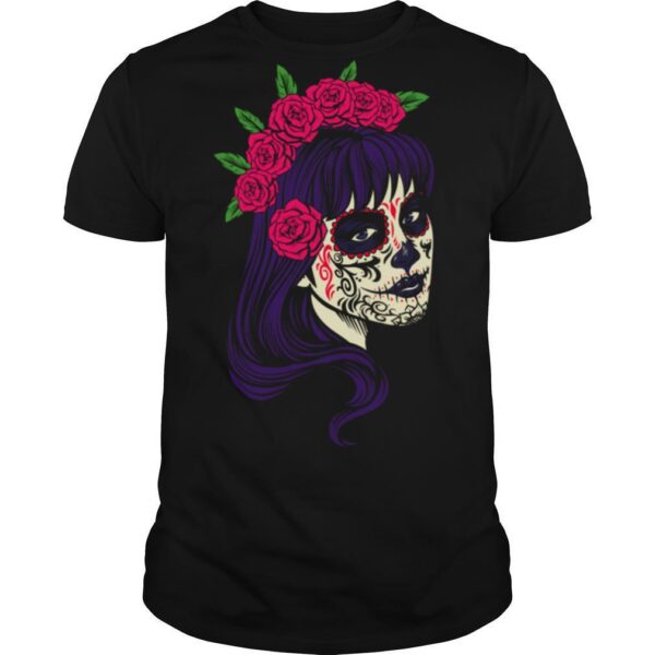 TshirtStation Sugar Skull Girl Day Of The Dead Dia De Muertos Shirt