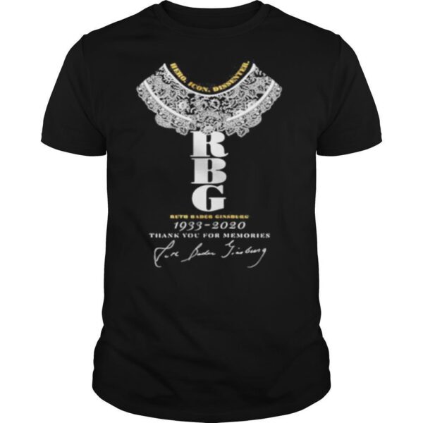 TshirtStation Hero Icon Dissenter Rbg Ruth Bader Ginsburg Thank You For The Memories Shirt