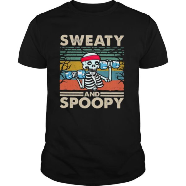 TshirtStation Gym Sweaty And Spoopy Skeleton Fitness Vintage Shirt