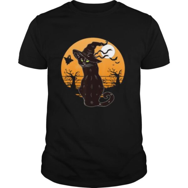 TshirtStation Retro Halloween Black Cat Shirt