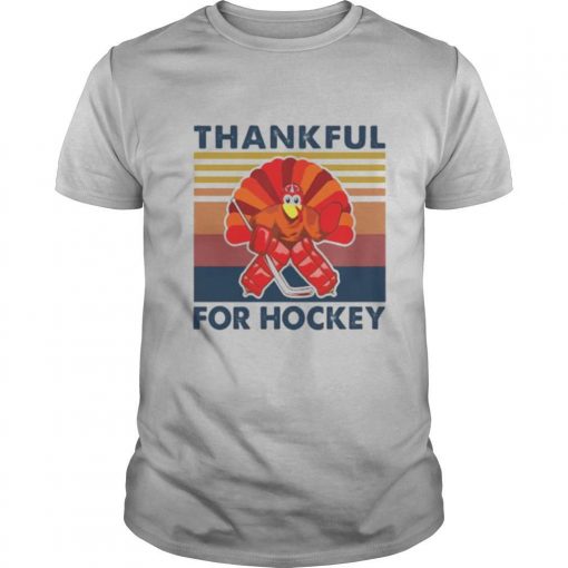 TshirtStation Thankful For Hockey Vintage Retro Shirt X