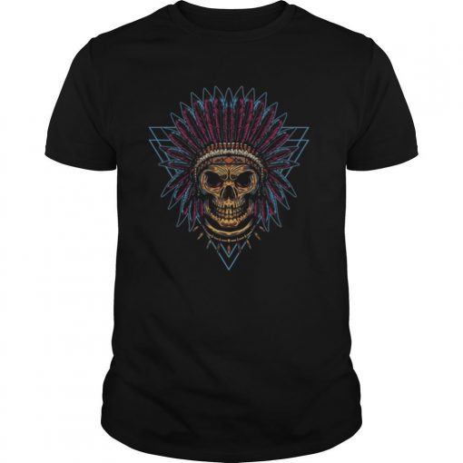 TshirtStation Skull Indian Triangle Day Of The Dead Vintage Shirt X