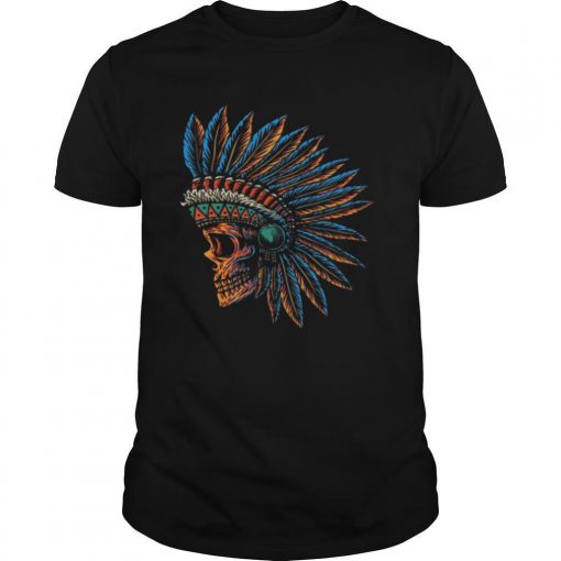 TshirtStation Skull Indian Side Position Day Of The Dead Retro Vintage Shirt X