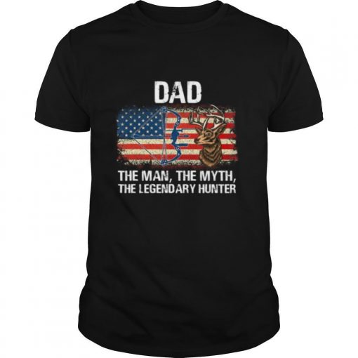 TshirtStation Dad The Man Myth Legendary Bow Hunter Vintage American Flag Shirt X
