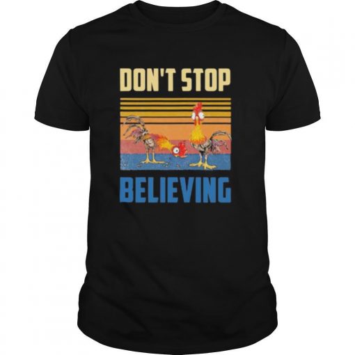 TshirtStation Rooster Done T Stop Believing Vintage Retro Shirt X