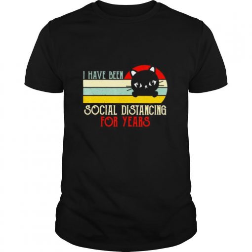 TshirtStation Vintage Black Cat I Have Been Social Distancing Quarantine Shirt X