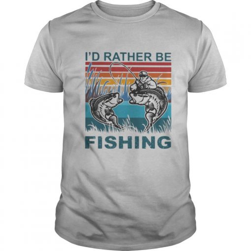TshirtStation Ie D Rather Be Fishing Vintage Retro Shirt X