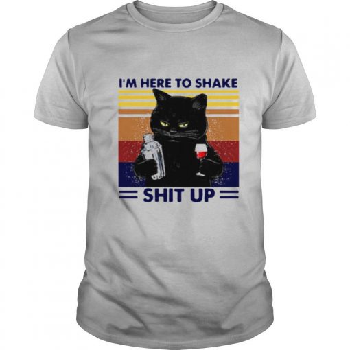 TshirtStation Black Cat Im Here To Shake Shit Up Vintage Shirt X