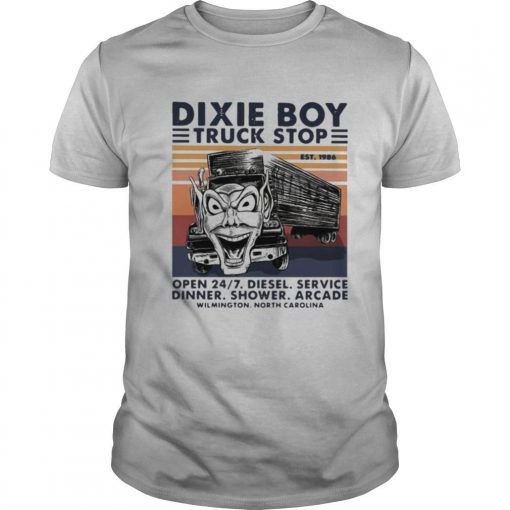 TshirtStation Dixie Boy Truck Stop Open Diesel Service Dinner Shower Arcade Vintage Retro Shirt X