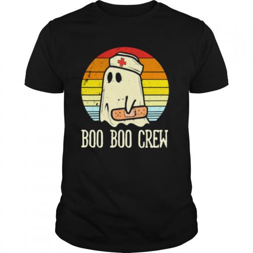 TshirtStation Boo Boo Crew Ghost Nurse Retro Halloween Vintage Shirt X