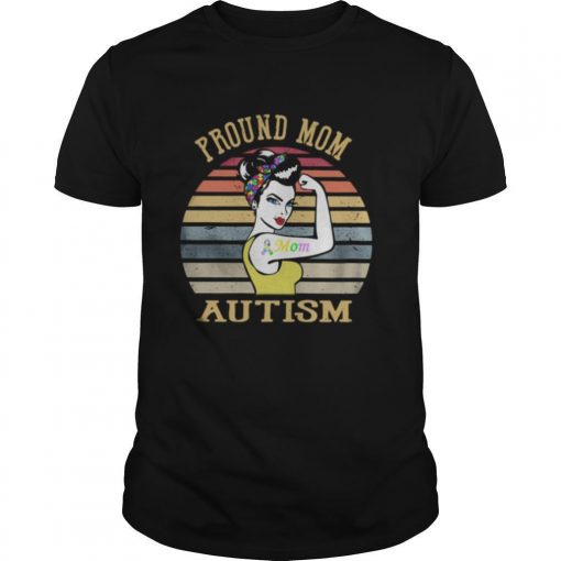 TshirtStation Strong Woman Proud Mom Autism Vintage Retro Shirt X