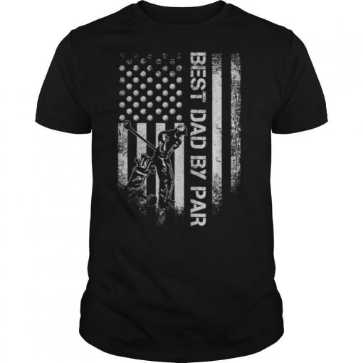TshirtStation Vintage Usa American Flag Best Dad By Par Funny Golf Golfer Shirt X