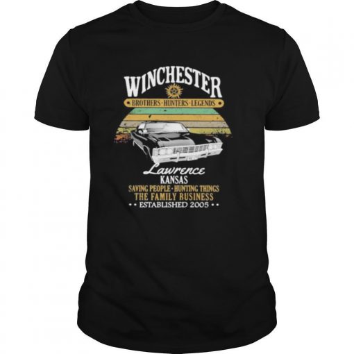 TshirtStation Winchester Brothers Hunters Legends Lawrence Kansas Saving People Hunting Things The Family Business Vintage Retro Shirt X