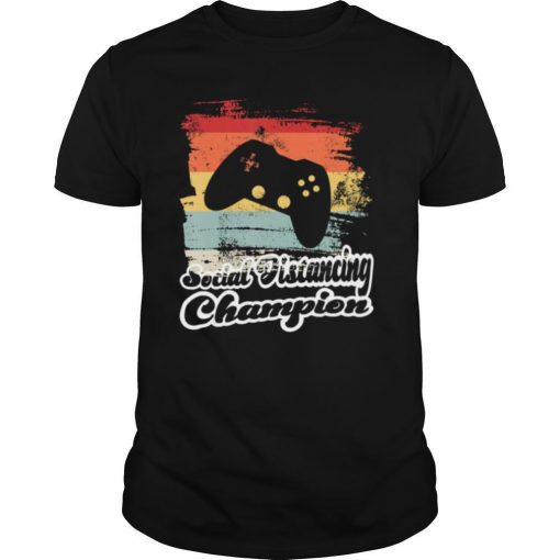 TshirtStation Social Distancing Champion Gaming Controller Vintage Retro Shirt X