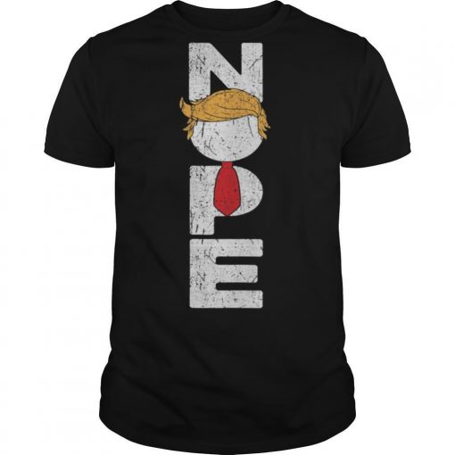 TshirtStation Nope Anti Trump Tee Retro Vintage Trump Hair Wig Tie Shirt X