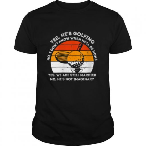 TshirtStation Womens Yes He Is Golfing Retro Vintage Golf Shirt X
