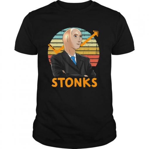 TshirtStation Stonks Guy Dank Meme Stock Broker Stonks Guy Dank Meme Vintage Retro Shirt X