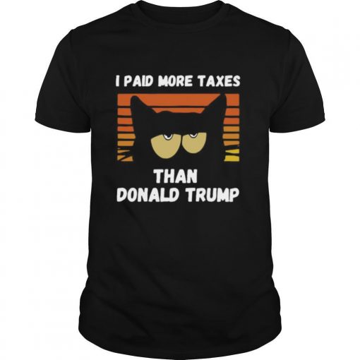 TshirtStation Black Cat I Paid More Taxes Than Donald Trump Debate Vintage Shirt X