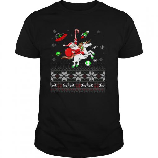 TshirtStation Colorful Santa Unicorn Ugly Christmas Shirt X