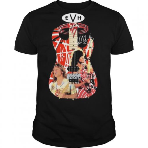 TshirtStation Eddie Van Halen Playing Guitar Signature Vintage Shirt X
