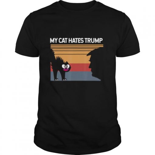 TshirtStation My Cat Hates Trump Retro Vintage Democratic Cat Shirt X