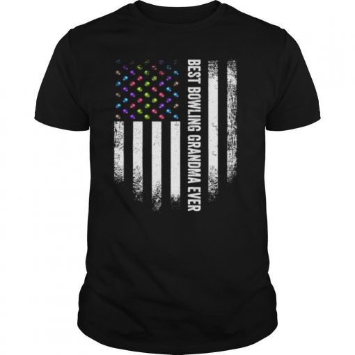 TshirtStation Vintage Usa American Flag Best Bowling Grandma Ever Bowler Shirt X