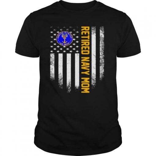 TshirtStation Vintage Usa American Flag Retired Us Navy Veteran Mom Shirt X