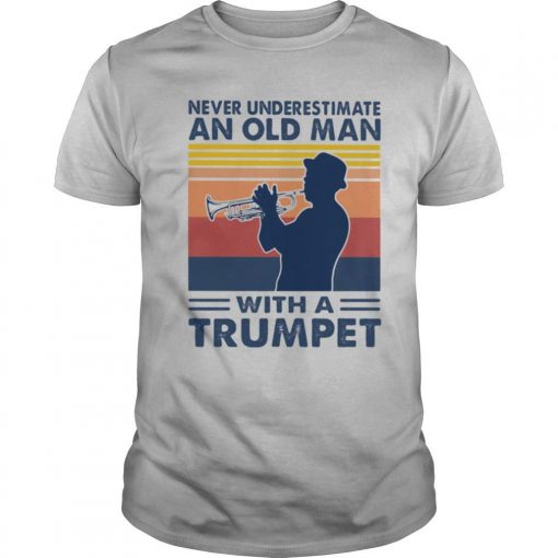 TshirtStation Never Underestimate An Old Man With A Trumpet Vintage Shirt X
