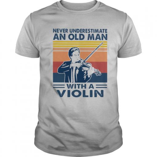 TshirtStation Never Underestimate An Old Man With A Violin Vintage Shirt X