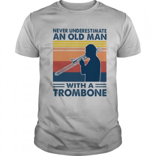 TshirtStation Never Underestimate An Old Man With A Trombone Vintage Shirt X