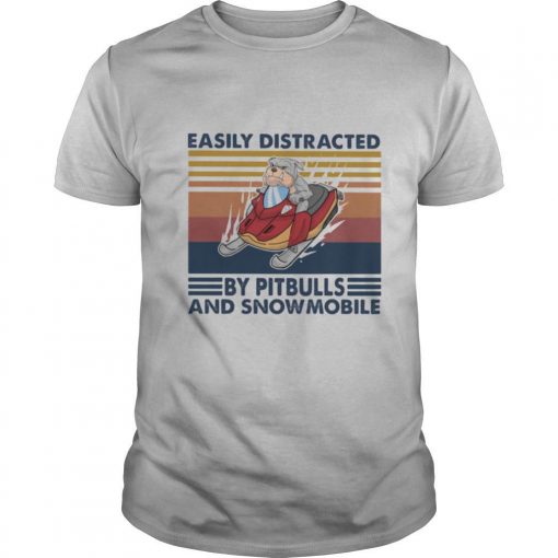 TshirtStation Easily Distracted By Pitbulls And Snowmobile Dog Vintage Shirt X