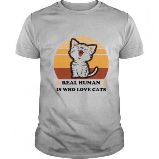 TshirtStation Real Human Is Who Love Cats Vintage Shirt X