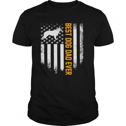 TshirtStation Vintage Usa Best German Shepherd Dog Dad Ever American Flag Shirt X