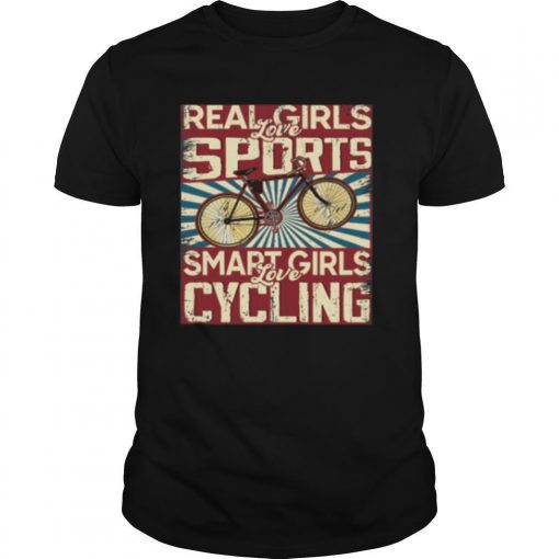 TshirtStation Real Girls Love Sports Smart Girls Love Cycling Vintage Shirt X