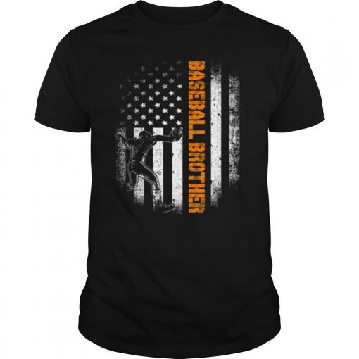 TshirtStation Vintage Flag American Baseball Brother Best Ever Sport Shirt X